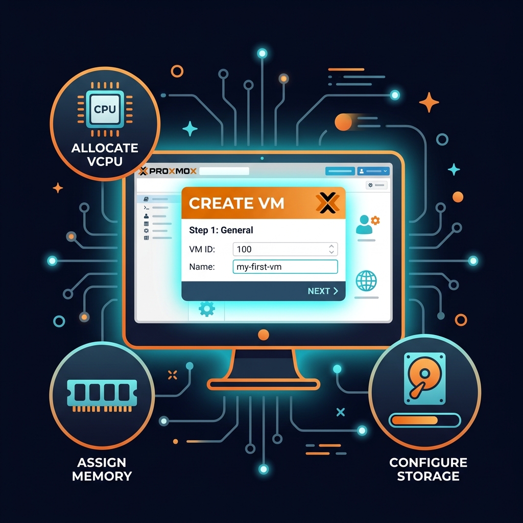 Illustration premi�re VM Proxmox VE