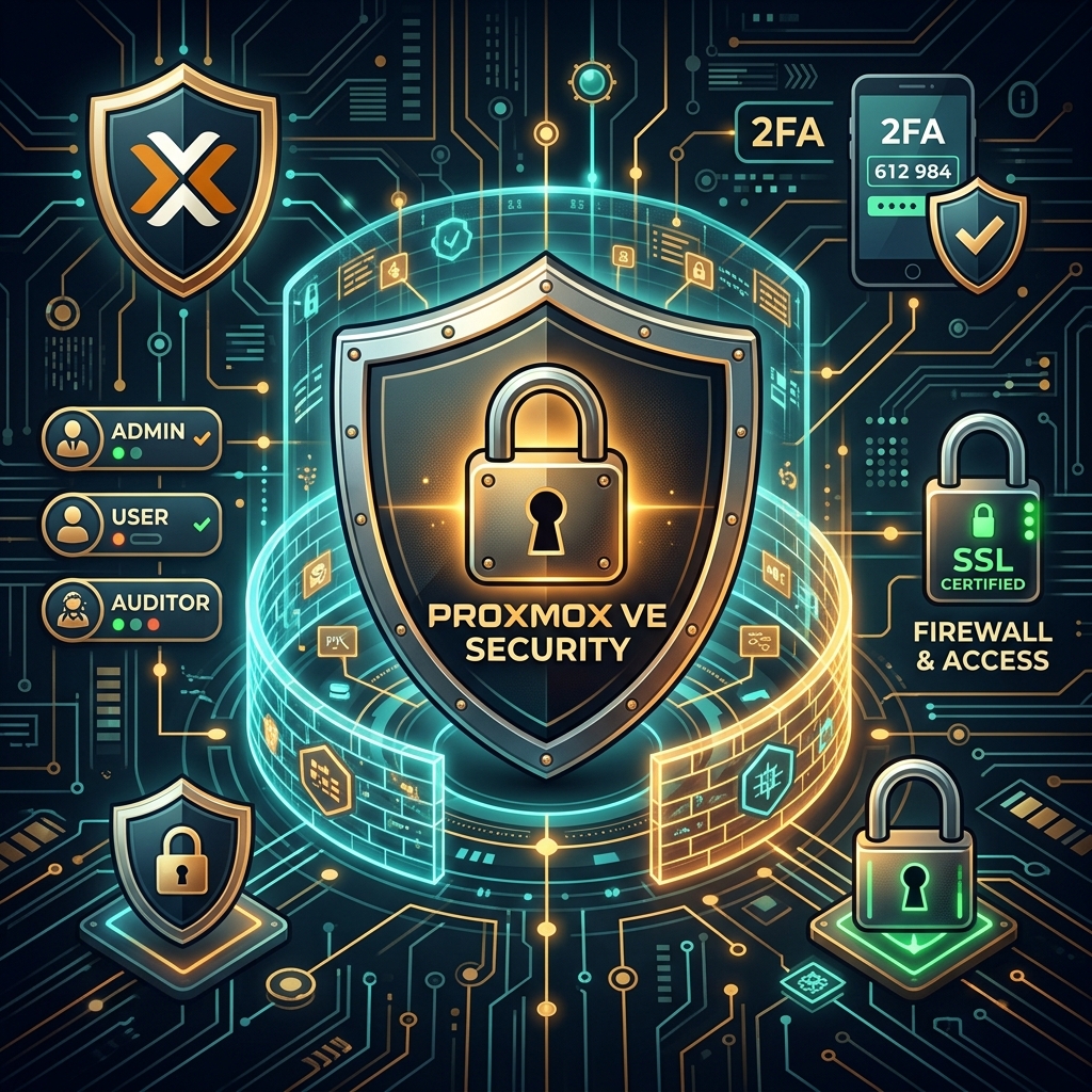 Illustration s�curit� Proxmox VE � Firewall, 2FA, SSL