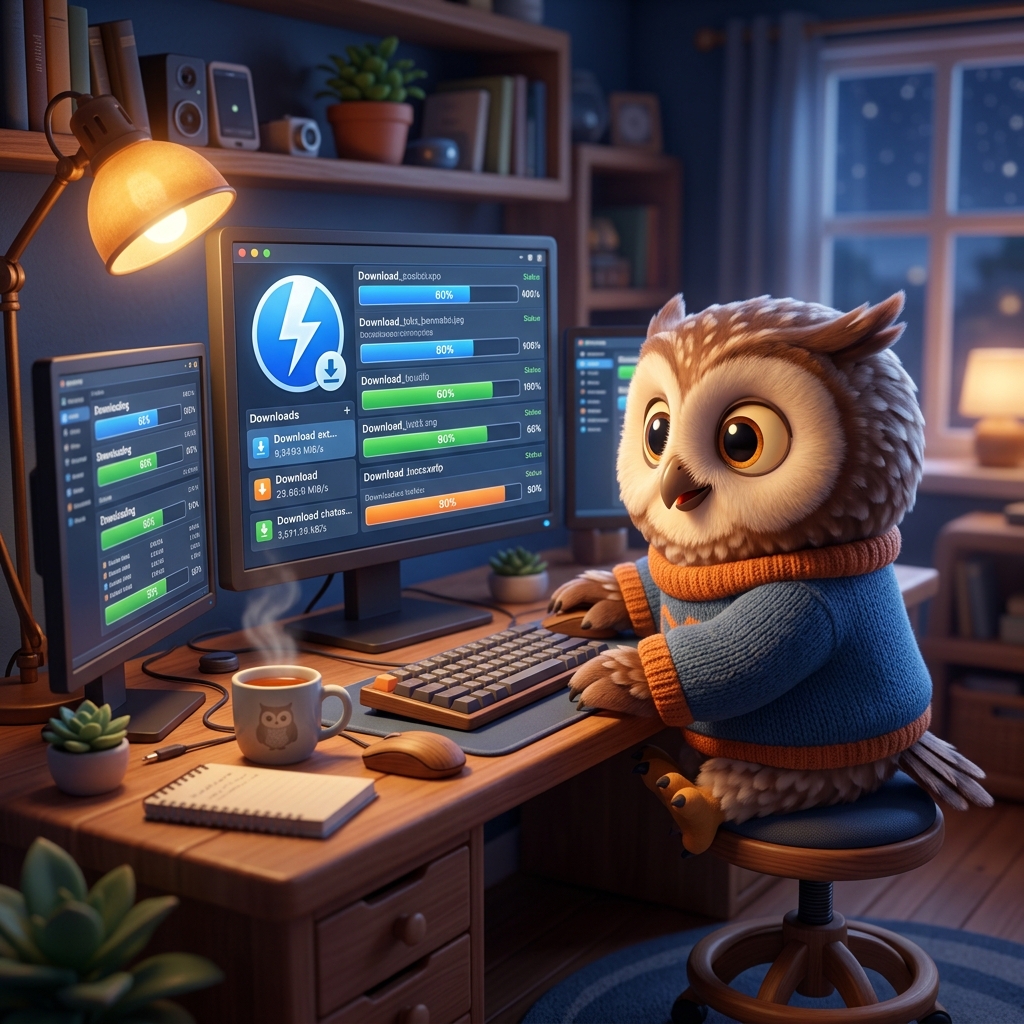 Illustration drôle : Le hibou OWL pirate informatique